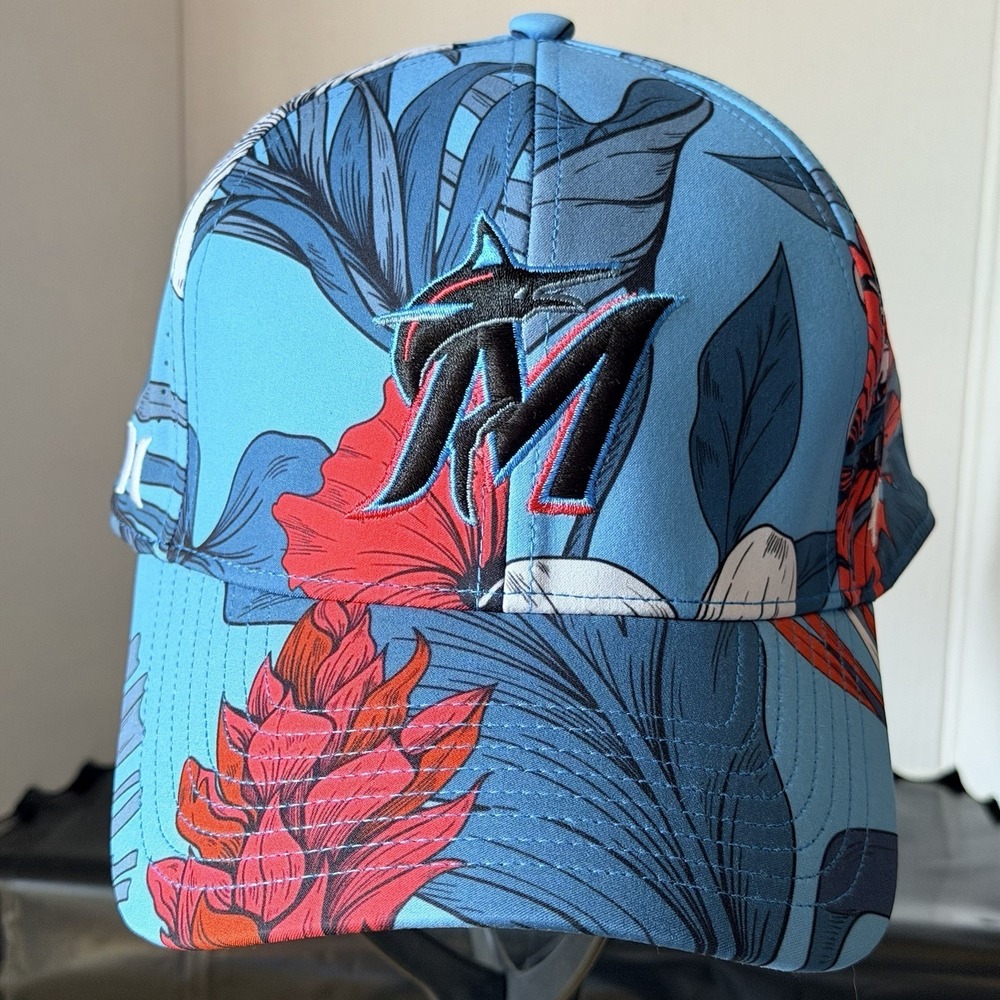 NWT Miami Marlins '47 Brand x Hurley Floral Tropical MVP Snapback Hat Baseball